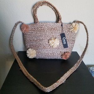 Pom Pom Wicker Purse